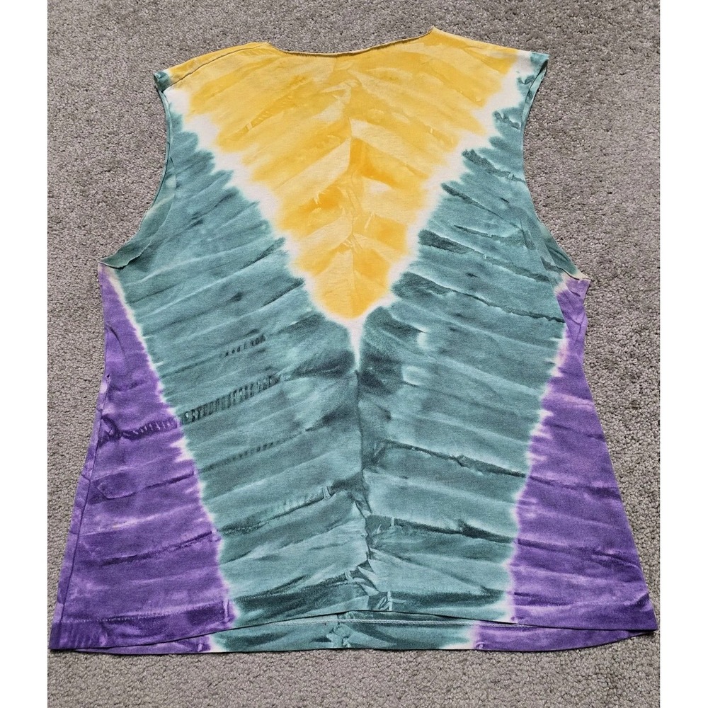 VTG Chopped Single Stitch Mardi Gras T Shirt Tie Dye Mens L 80s Screen Stars - Picture 12 of 16